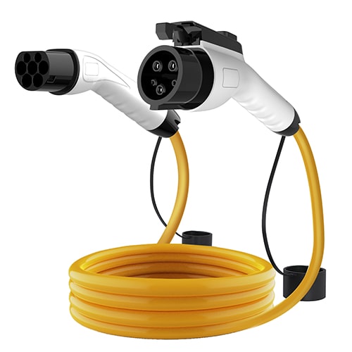 1-EVMOTIONS Delta Type2 -> Type1 (32A) Câble de recharge véhicule électrique